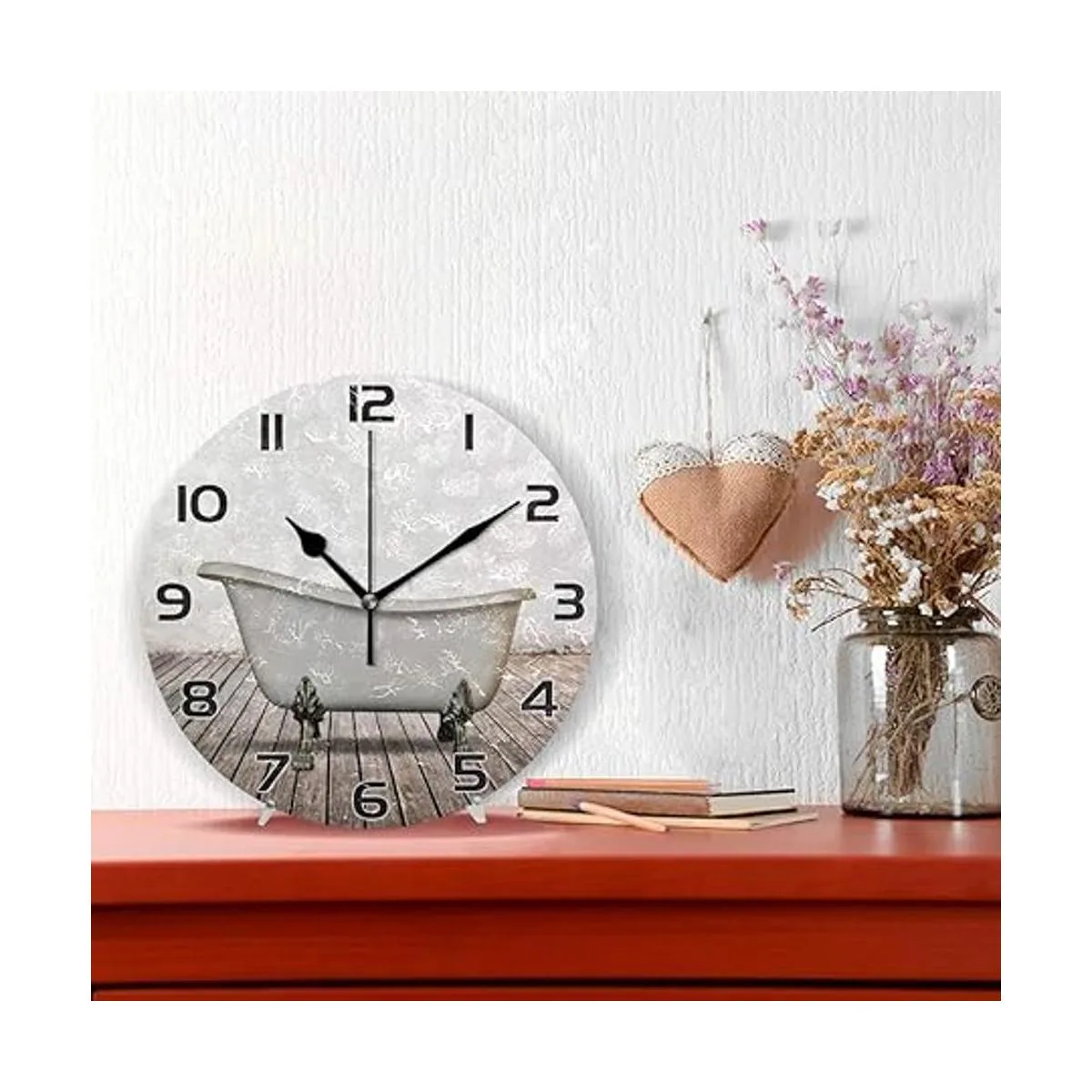 Qilmy Reloj de pared vintage para bañera silencioso sin