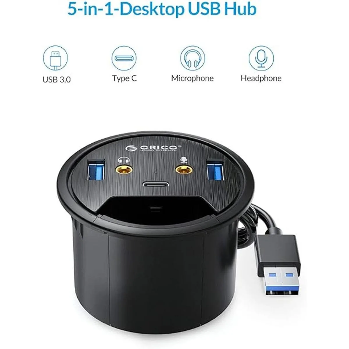 Orico Ojal de escritorio USB 3.0 Hub con 2 puertos tipo A_2