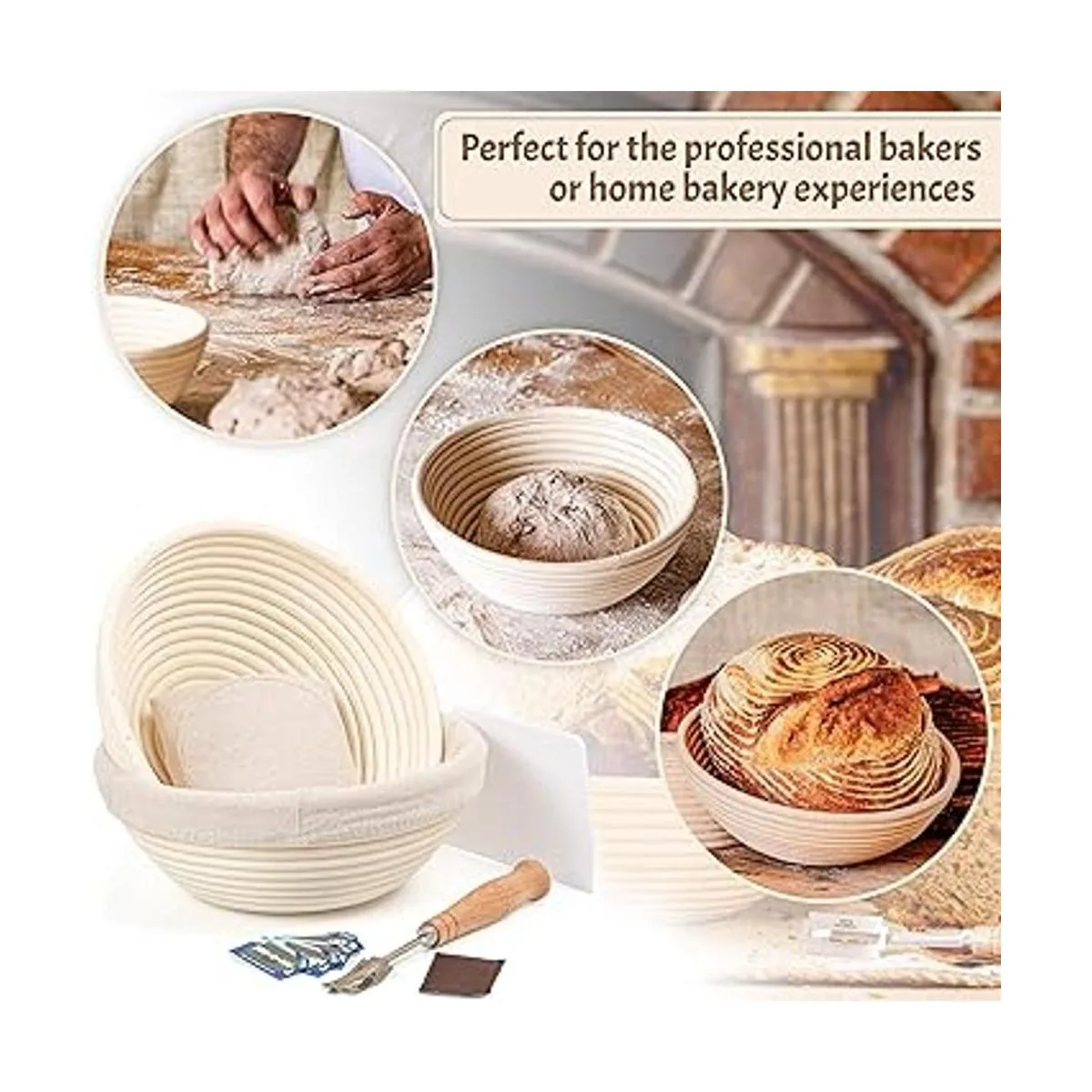 Cesta redonda a prueba de panneton de 9 pulgadas con paño