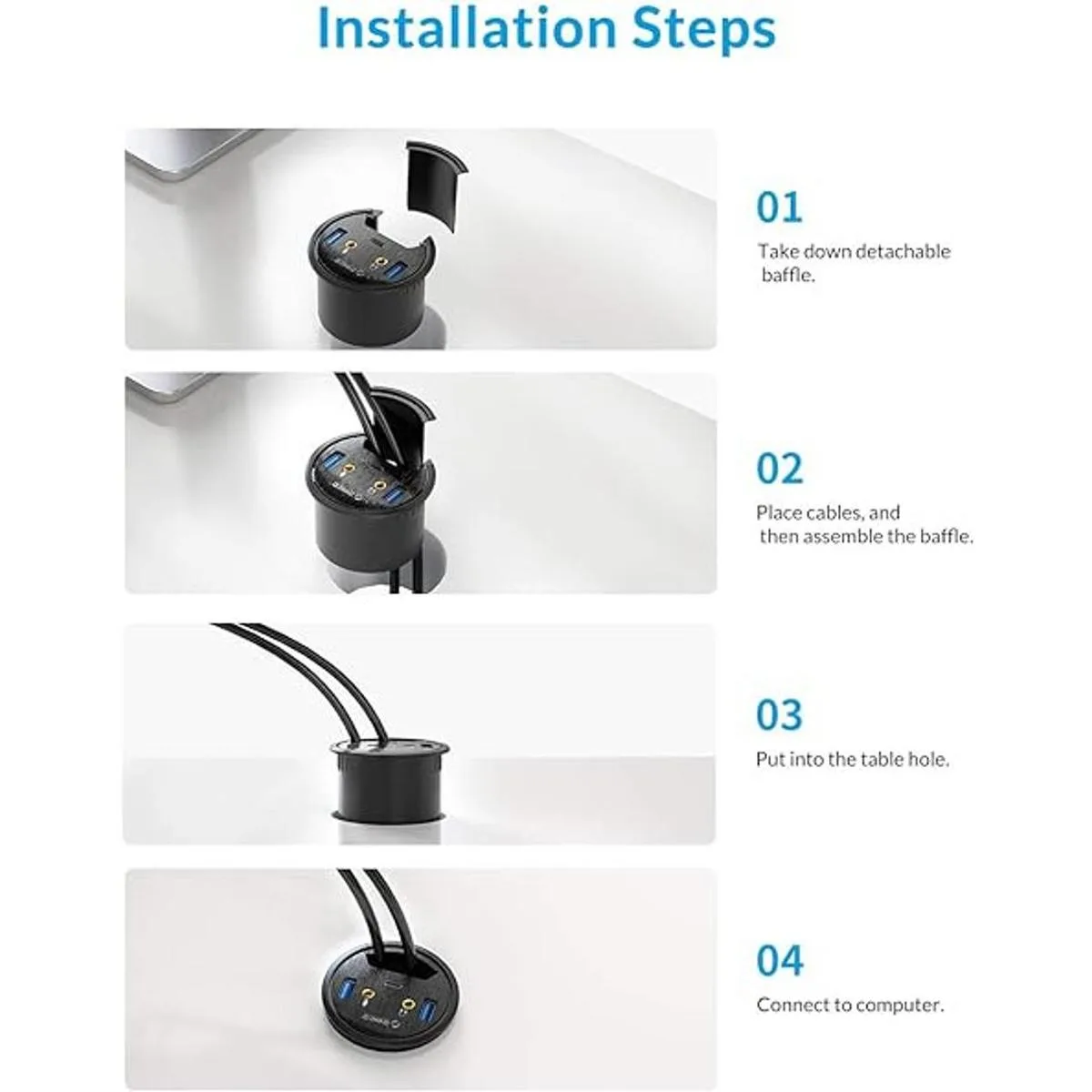 Orico Ojal de escritorio USB 3.0 Hub con 2 puertos tipo A_6