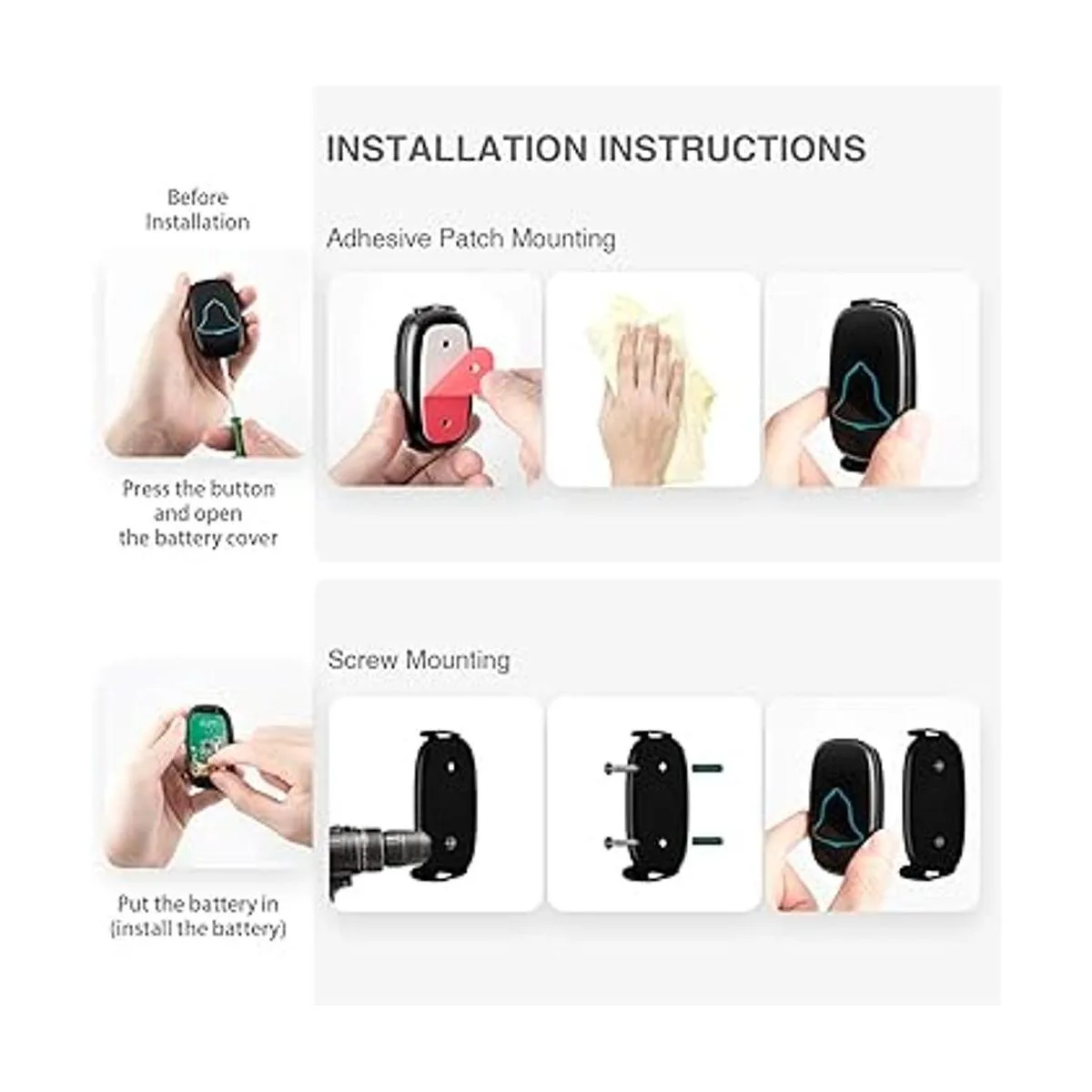 BO YING Timbre inalámbrico para puerta impermeable_6