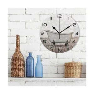 Qilmy Reloj de pared vintage para bañera silencioso sin