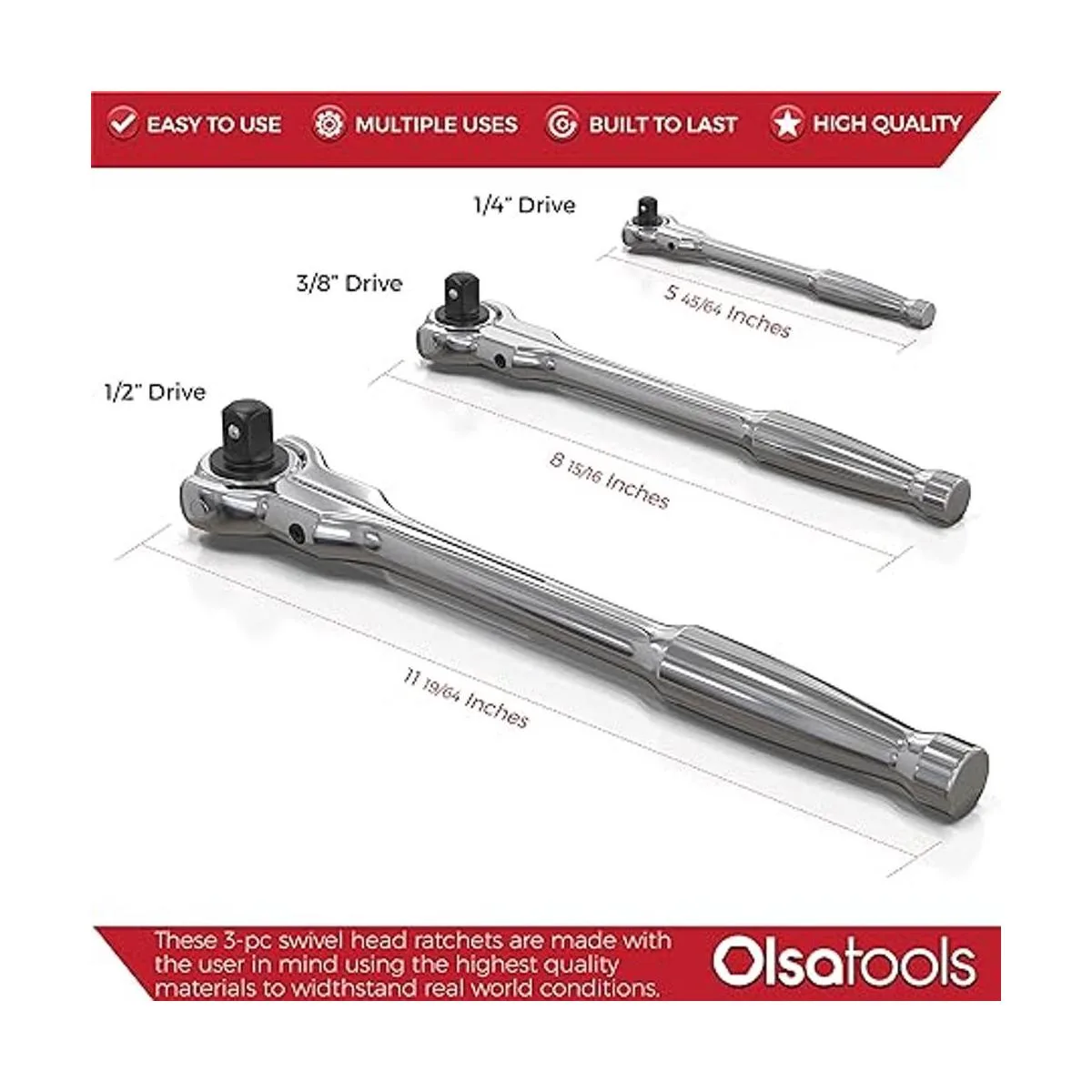 Olsa Tools Juego de trinquete de cabeza giratoria de 3_2