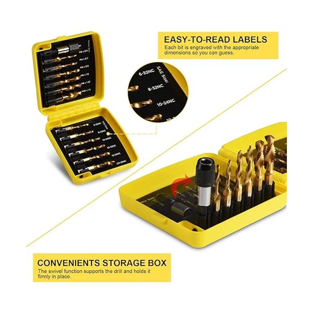 THINKWORK Juego de brocas combinadas 3 en 1 con_4