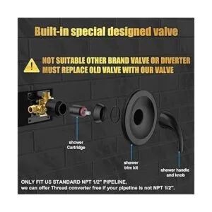 EMBATHER Juego de grifo de ducha negro mate kit de_2