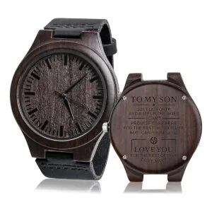 Fodiyaer Reloj de madera grabada regalo para hijo de