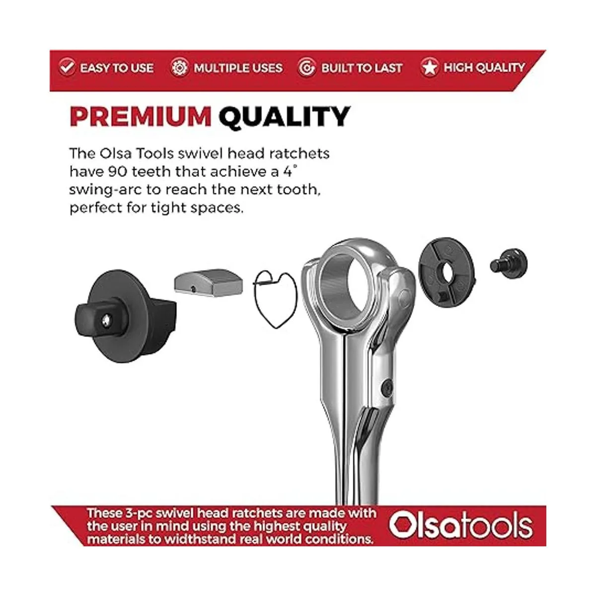 Olsa Tools Juego de trinquete de cabeza giratoria de 3_6