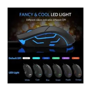 FIODIO Mouse para juegos con cable 5500 DPI luz