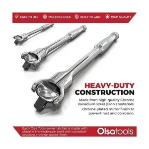 Olsa Tools Juego de trinquete de cabeza giratoria de 3_5