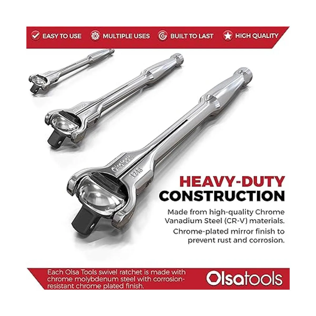 Olsa Tools Juego de trinquete de cabeza giratoria de 3_5