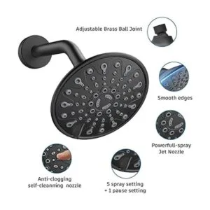 EMBATHER Juego de grifo de ducha negro mate kit de_3