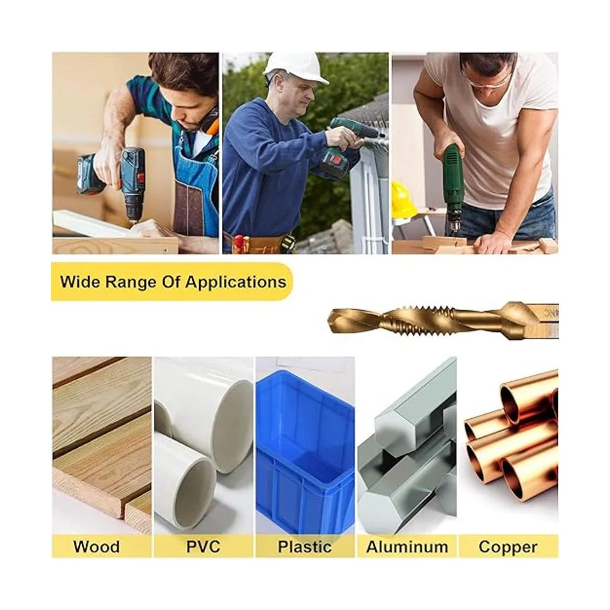 THINKWORK Juego de brocas combinadas 3 en 1 con_6