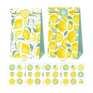 Cieovo 24 bolsas de regalo de limón bolsas de papel de