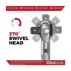 Olsa Tools Juego de trinquete de cabeza giratoria de 3_4