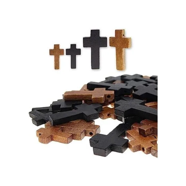 Colgantes de collar de cruz de madera para hacer joyas y