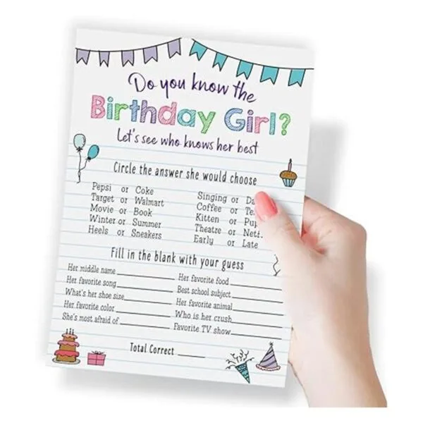 Juego de fiesta de cumpleaños para niñas quién sabe lo_2