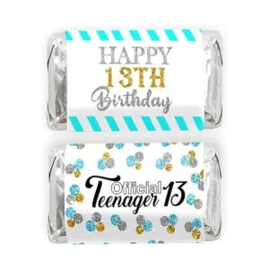 Mini pegatinas para envolver caramelos de 13 cumpleaños_1