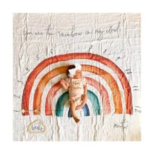 Manta de hito mensual de bebé de arco iris orgánico para_3