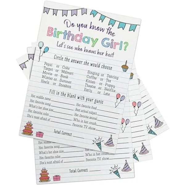 Juego de fiesta de cumpleaños para niñas quién sabe lo_4