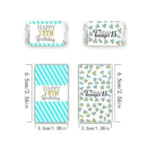 Mini pegatinas para envolver caramelos de 13 cumpleaños_2