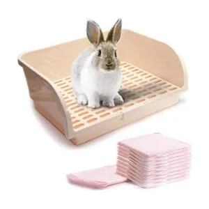 CALPALMY Large Rabbit Litter Box with Bonus Pads Drawer_1