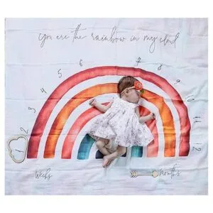 Manta de hito mensual de bebé de arco iris orgánico para_2