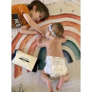 Manta de hito mensual de bebé de arco iris orgánico para_5