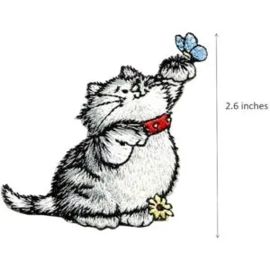 Parche bordado con mariposas Kawaii diseño de gatos_2