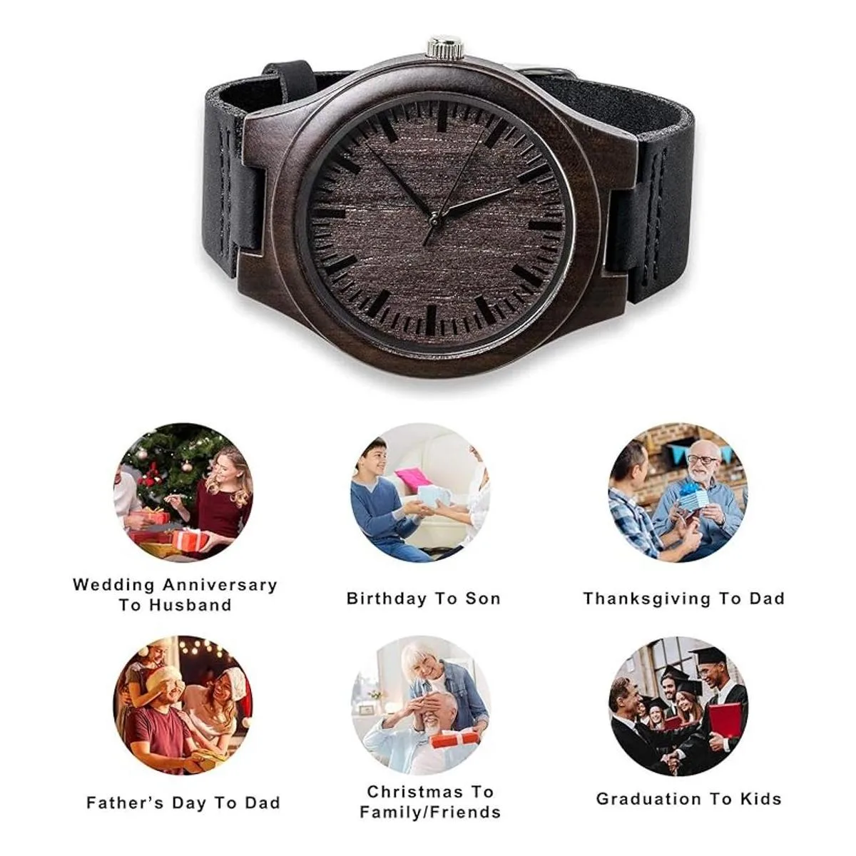 Fodiyaer Reloj de madera grabado personalizado regalo
