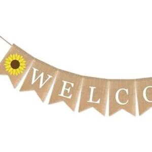 SWYOUN Banner de bienvenida de arpillera con girasol_3