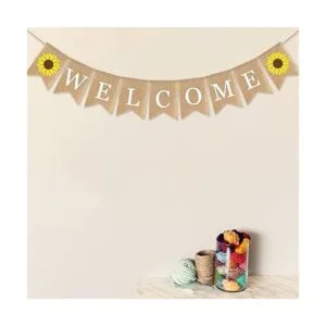 SWYOUN Banner de bienvenida de arpillera con girasol_2