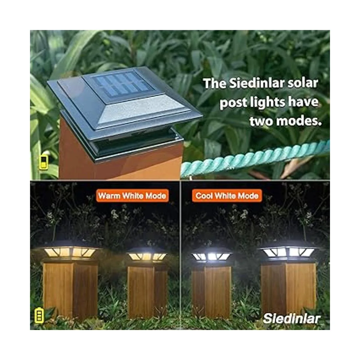 Siedinlar Luces solares para poste al aire libre 2 modos_3