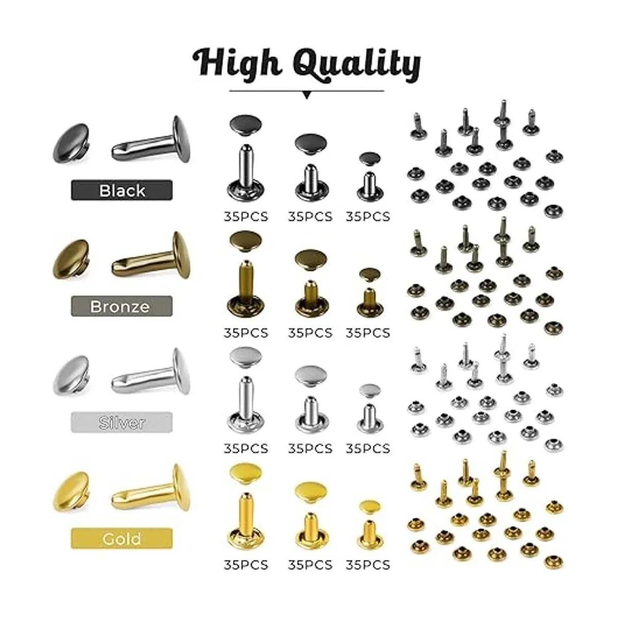 Juego de 420 remaches de cuero remaches de latón de doble_3