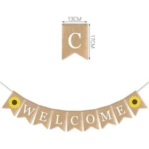 SWYOUN Banner de bienvenida de arpillera con girasol_4