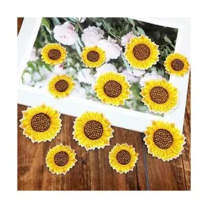 Parches bordados de girasol JKJF para coser o coser para_6