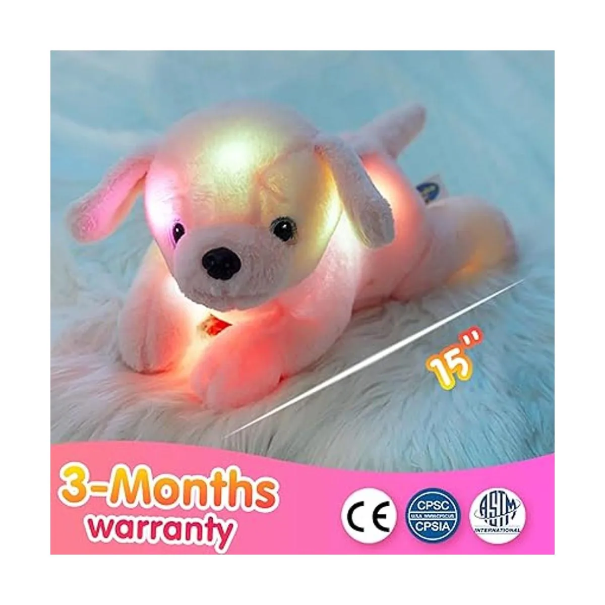 Glow Guards Almohada de peluche suave con luz rosa de 15_5