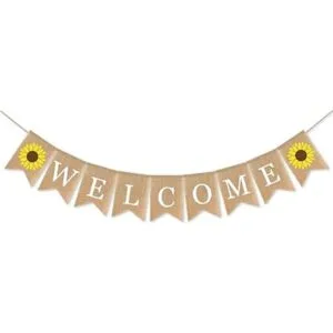 SWYOUN Banner de bienvenida de arpillera con girasol_5
