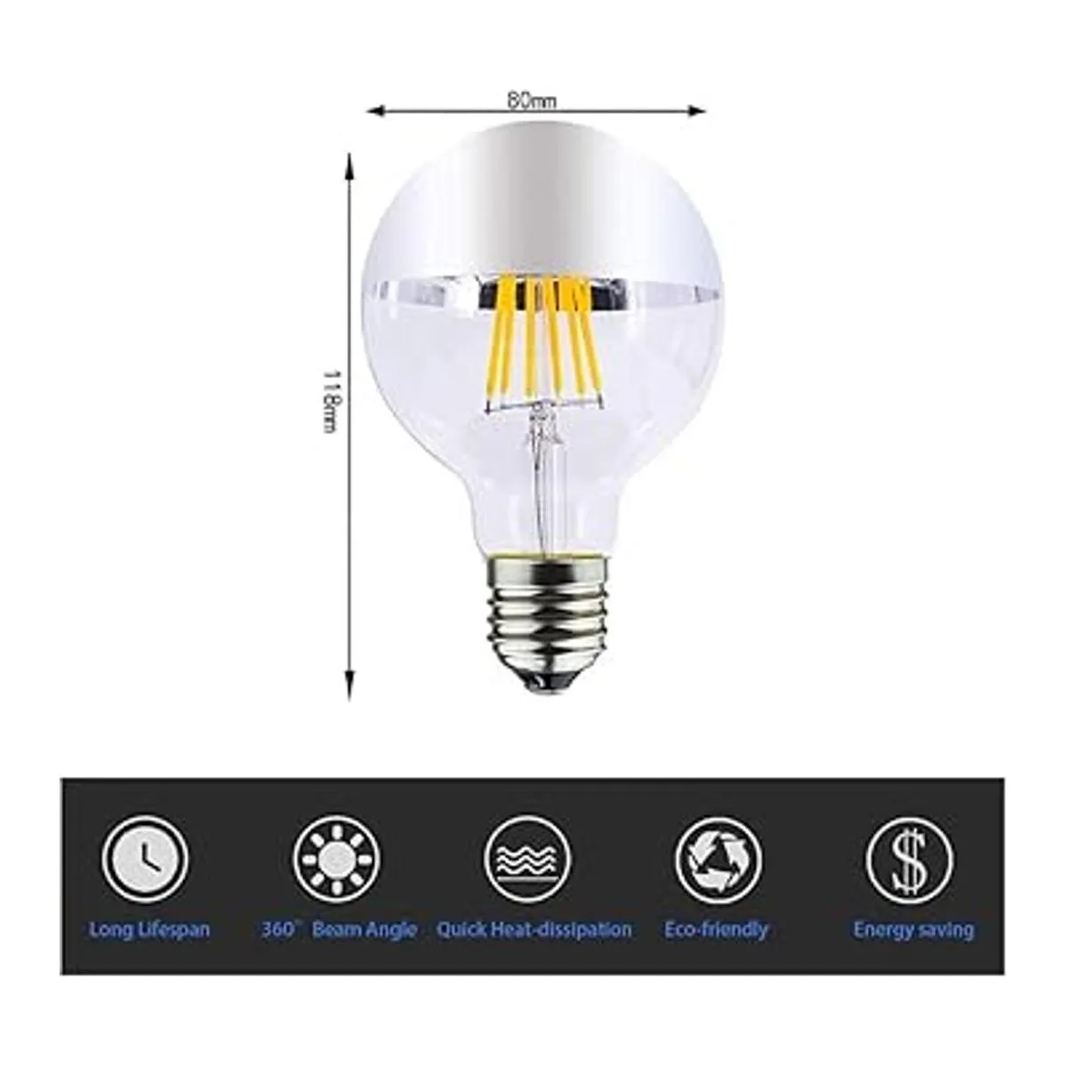E26 8W semipreciente luz cromada G25G80 regulable