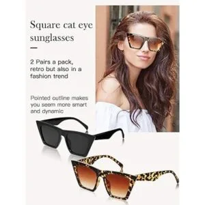 2 pares de lentes de sol cuadrados vintage para mujer con_5