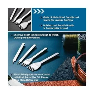 Cridoz Kit de 35 bolsas de cuero con perforador de agujero