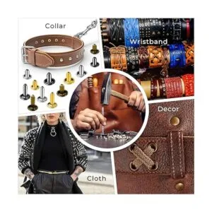 Juego de 420 remaches de cuero remaches de latón de doble_6