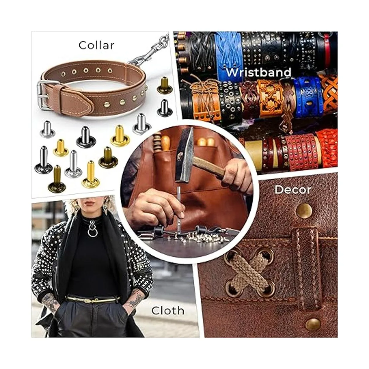 Juego de 420 remaches de cuero remaches de latón de doble_6