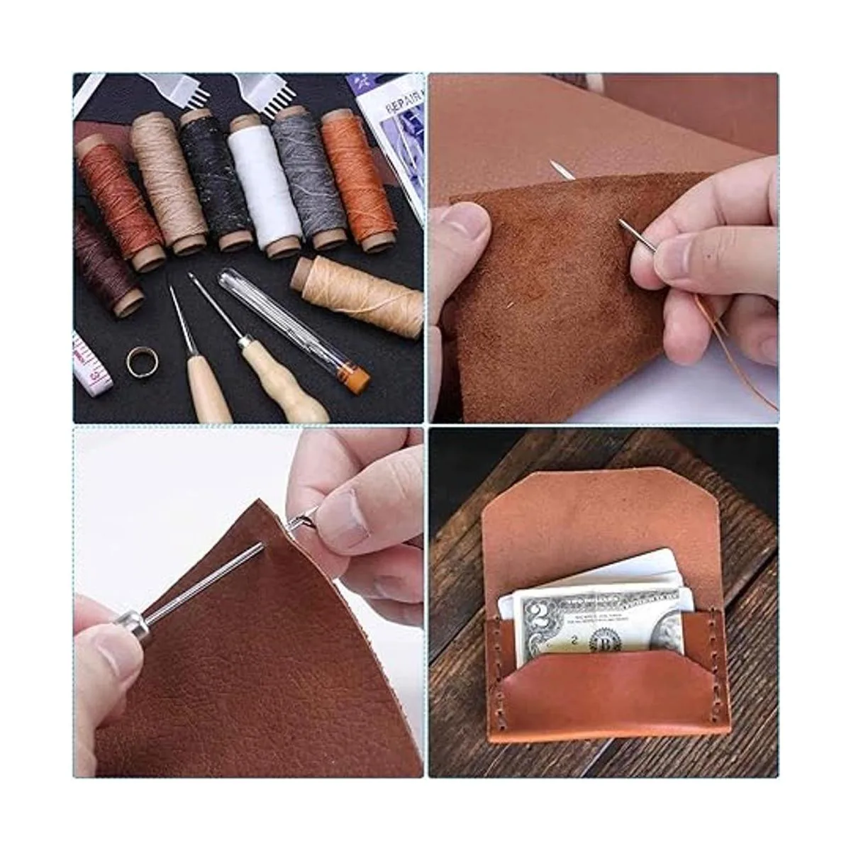 Cridoz Kit de 35 bolsas de cuero con perforador de agujero