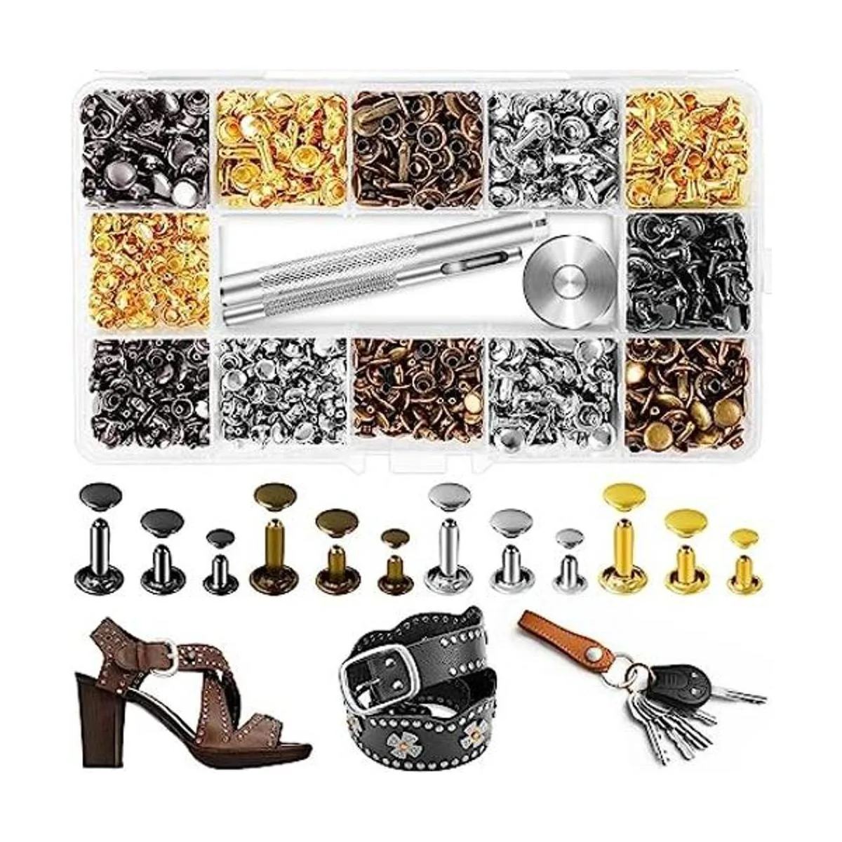 Juego de 420 remaches de cuero remaches de latón de doble_1