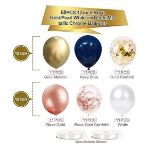 Paquete de 68 globos de látex de confeti color azul_5