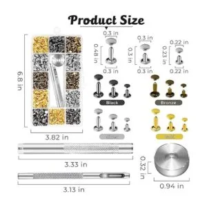 Juego de 420 remaches de cuero remaches de latón de doble_2