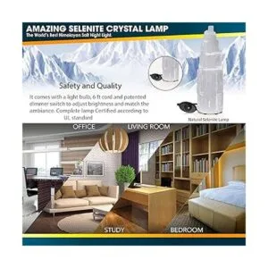 Himalayan Glow Lámpara de rascacielos de selenita natural_5