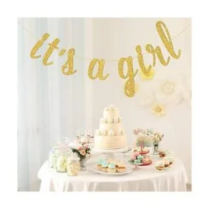 Es a Girl Banner para Baby Girl 1st Birthday Baby Shower_3