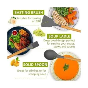 Fungun Juego de utensilios de cocina de silicón juego de