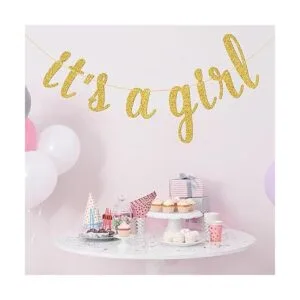 Es a Girl Banner para Baby Girl 1st Birthday Baby Shower_2